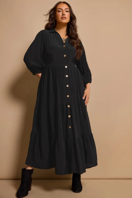 Evans Curve Black Tiered Maxi Dress - 18 Image 1