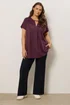 Evans Curve Berry Purple Keyhole Front Pleat Top - Size 30-32 Clothing Image 2