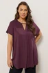 Evans Curve Berry Purple Keyhole Front Pleat Top - Size 30-32 Clothing Image 1