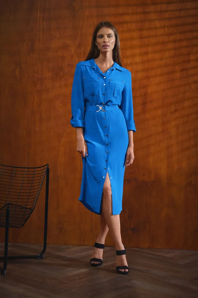 Star By Julien Macdonald Blue Buckle Shirt Dress