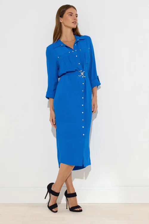Star By Julien Macdonald Blue Buckle Shirt Dress - 22 Image 3