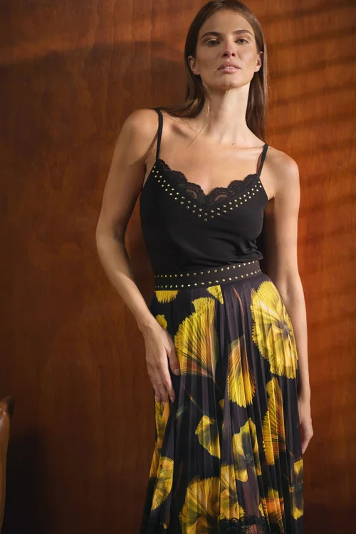 Star By Julien Macdonald Black Stud Detail Lace Cami Top - Size 12 Image 1