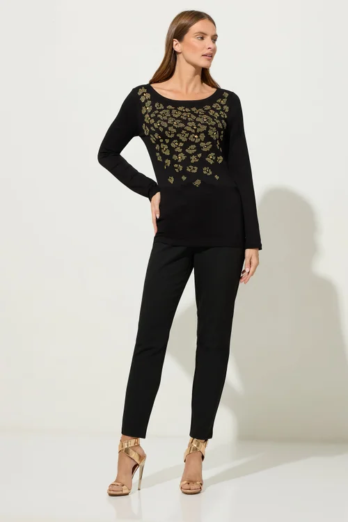 Star By Julien Macdonald Black Animal Embellished Top - Size 10 Image 3