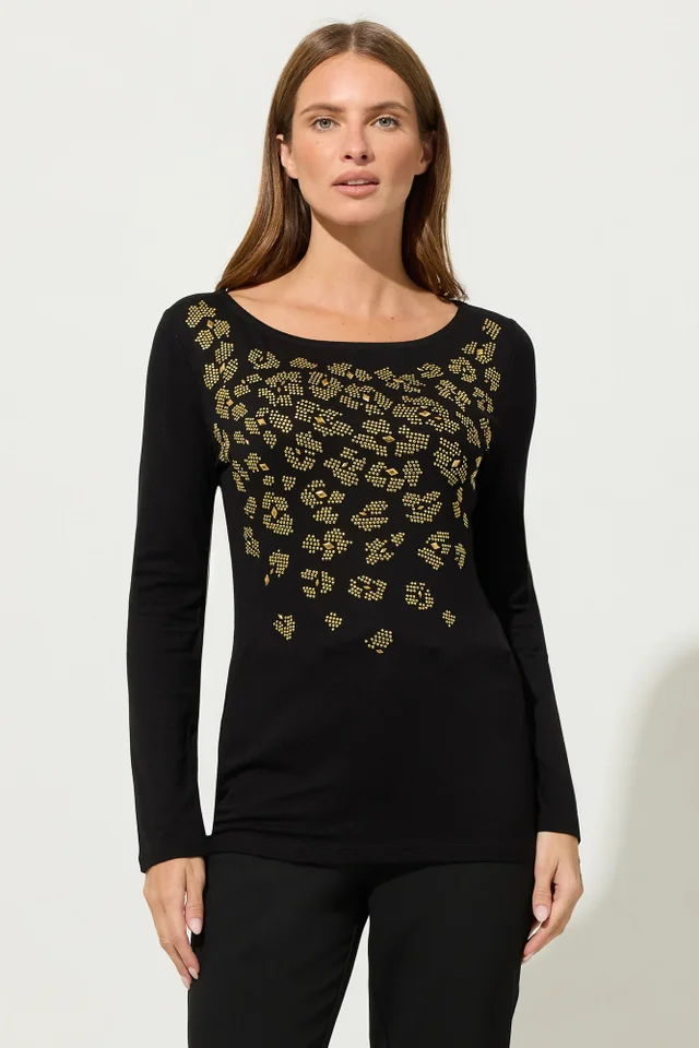 Star By Julien Macdonald Black Animal Embellished Top