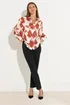 Star By Julien Macdonald Orange Floral Notch Neck Blouse - Size 20 Clothing Image 3