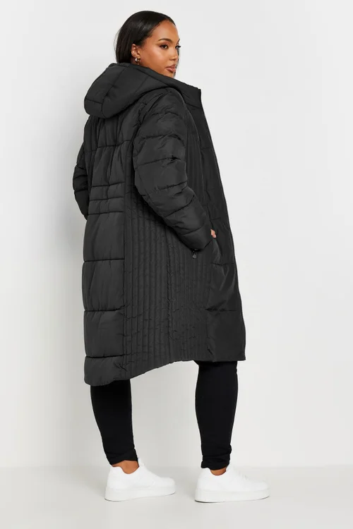 Yours Curve Black Midi Padded Coat - 22-24 Image 4