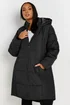 Yours Curve Black Midi Padded Coat - 22-24 Image 1