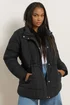 Yours Curve Black Boxy Quilted Coat - 16 Image 1