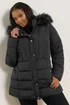 Yours Curve Black Short Puffer Coat - 22-24 Image 1