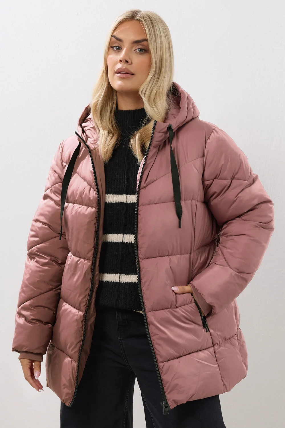 Yours Curve Pink Short Padded Coat - 18 Image 1