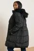 Yours Curve Black Puffer Midi Coat - 20 Image 3