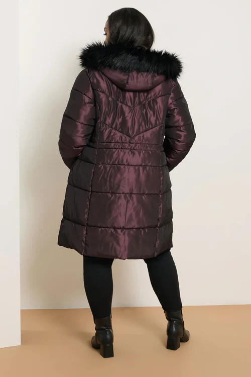 Yours Curve Purple Puffer Midi Coat - 18 Image 3