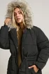 Yours Curve Black Padded Parka Coat - 26-28 Image 5