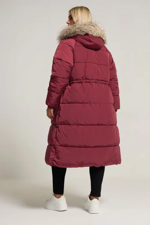 Yours Curve Red Padded Parka Coat - 14 Image 3