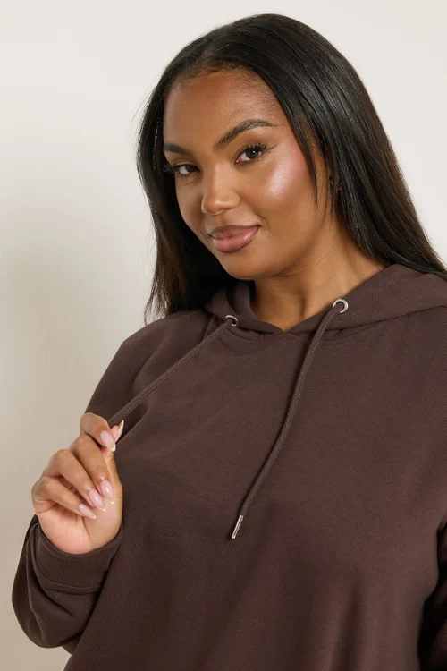 Yours Curve Chocolate Brown Hoodie - 20 Image 4