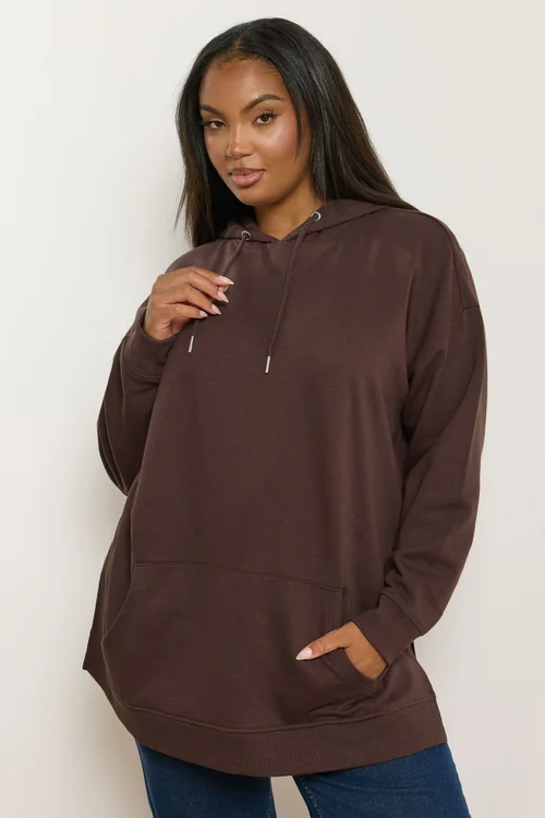 Yours Curve Chocolate Brown Hoodie - 20 Image 1
