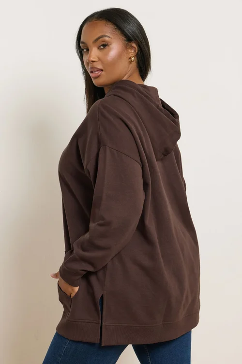 Yours Curve Chocolate Brown Hoodie - 20 Image 3