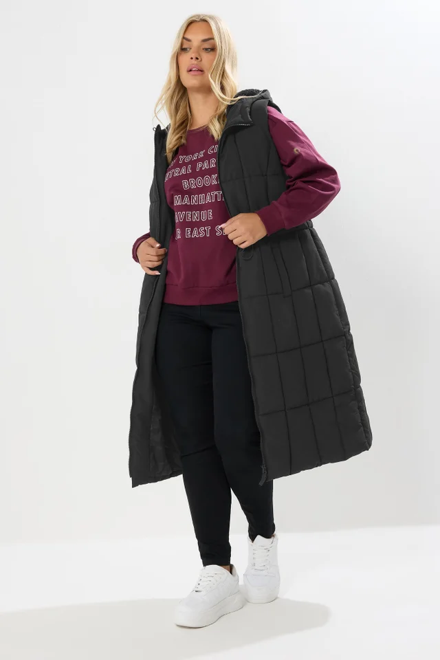 Yours Curve Black Midi Gilet