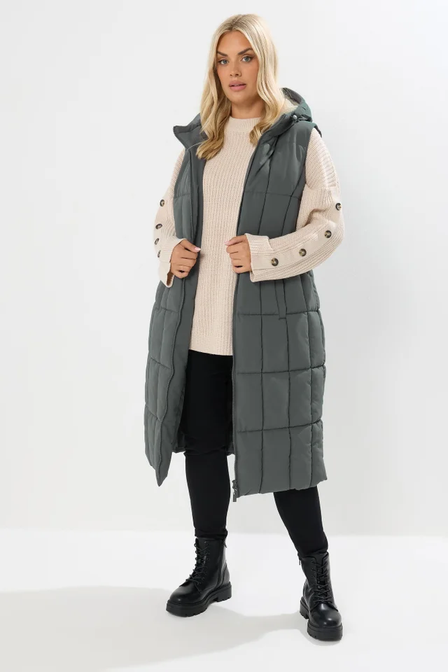 Yours Curve Grey Midi Gilet