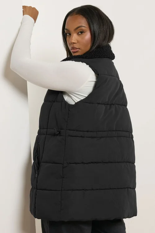 Yours Curve Black Padded Gilet - 22-24 Image 3