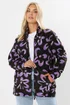 Yours Curve Black Floral Zip Through Fleece Jacket - 26-28 Image 1