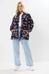 Yours Curve Black Floral Zip Through Fleece Jacket - 26-28 Image 2