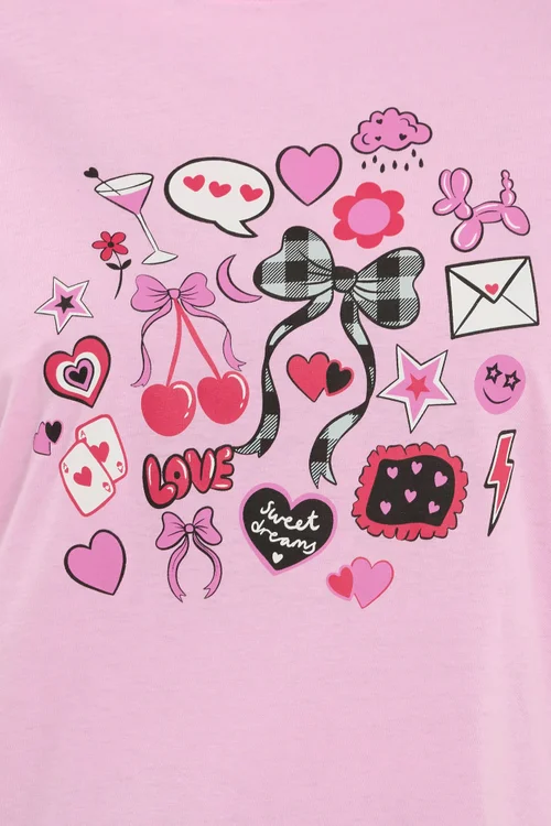 Yours Curve Pink Gingham Bow Wide Leg Pyjama Set - Size 14-16 Image 4