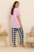 Yours Curve Pink Gingham Bow Wide Leg Pyjama Set - Size 14-16 Image 3
