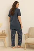 Yours Curve Blue 'Sunday Vibes' Slogan Print Wide Leg Pyjama Set - Size 38-40 Image 3
