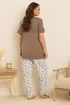 Yours Curve Brown 'Coffee Club' Wide Leg Pyjama Set - Size 22-24 Image 3