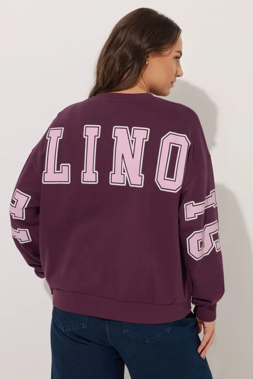 Yours Curve Red 'Illinois' Back Print Sweatshirt - 26-28 Image 4