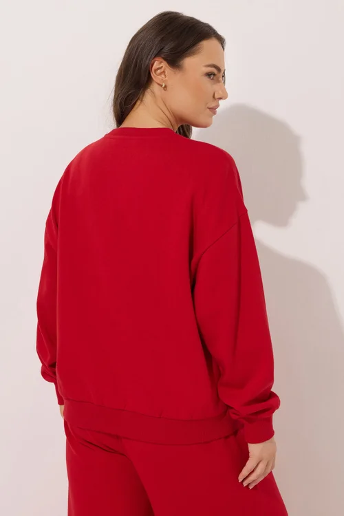 Yours Curve Red 'NYC 97' Slogan Sweatshirt - 18 Image 4