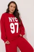 Yours Curve Red 'NYC 97' Slogan Sweatshirt - 18 Image 1