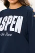 Yours Curve Navy Blue 'Aspen' Slogan Sweatshirt - 18 Image 4
