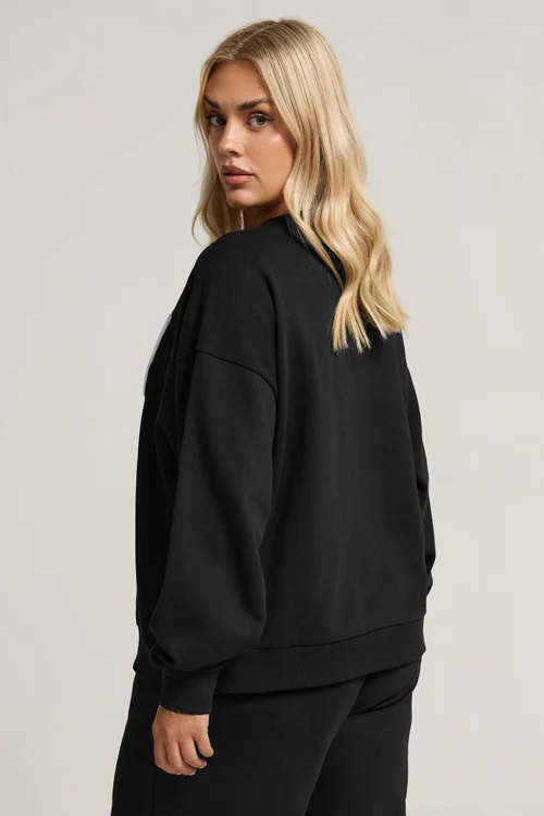 Yours Curve Black 'Off Duty' Slogan Sweatshirt - 18 Image 3