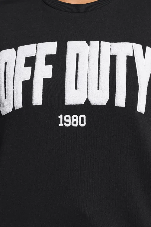 Yours Curve Black 'Off Duty' Slogan Sweatshirt - 18 Image 4