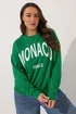 Yours Curve Green 'Monaco' Slogan Sweatshirt - 16 Image 2