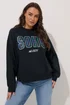 Yours Curve Black Check 'Soho' Sweatshirt - 18 Image 2