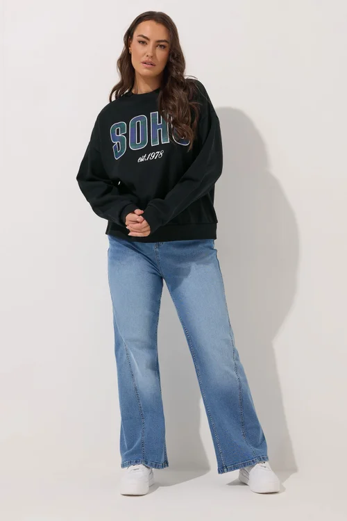 Yours Curve Black Check 'Soho' Sweatshirt - 18 Image 3