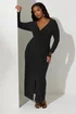 Yours London Curve Black Knot Front Maxi Dress - 26-28 Image 1