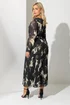 Yours London Curve Black Abstract Pleat V-Neck Maxi Dress - Size 26-28 Clothing Image 3