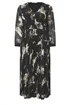 Yours London Curve Black Abstract Pleat V-Neck Maxi Dress - Size 26-28 Clothing Image 5