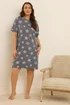 Yours Curve Grey Animal Star Print Sleep Tee Nightdress - Size 14-16 Image 2
