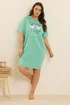 Yours 2 Pack Curve Green Cocktail Print Sleep Tee Nightdresses - Size 34-36 clothing Image 2