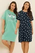 Yours 2 Pack Curve Green Cocktail Print Sleep Tee Nightdresses - Size 34-36 clothing Image 1