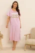 Yours Curve Pink 'Morning Cuddles' Teddy Print Midaxi Nightdress - Size 26-28 Clothing Image 2