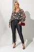 Yours London Curve Black Floral Shirred Cuff Blouse - 20 Image 3