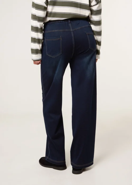 Blue Vanilla Navy Elasticated Waist Jeans With Tie - S Image 4