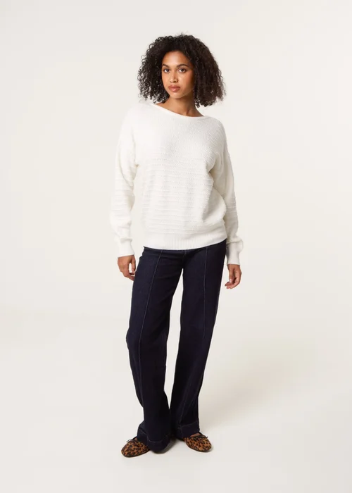 Blue Vanilla Ivory Round Neck Bow Back Detailed Jumper - Small/Medium Image 3