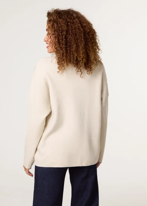 Blue Vanilla Beige Button Shoulder Jumper - Large/Extra Large Image 4